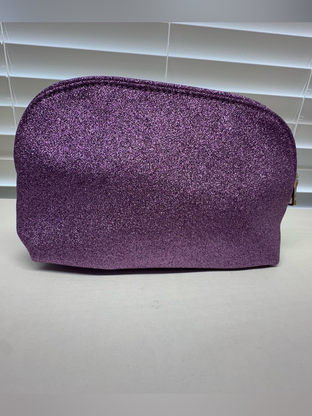 Coach Cosmetic Pouch in Cream with Orange Stripes with purple Glitter pouch - Picture 8 of 9